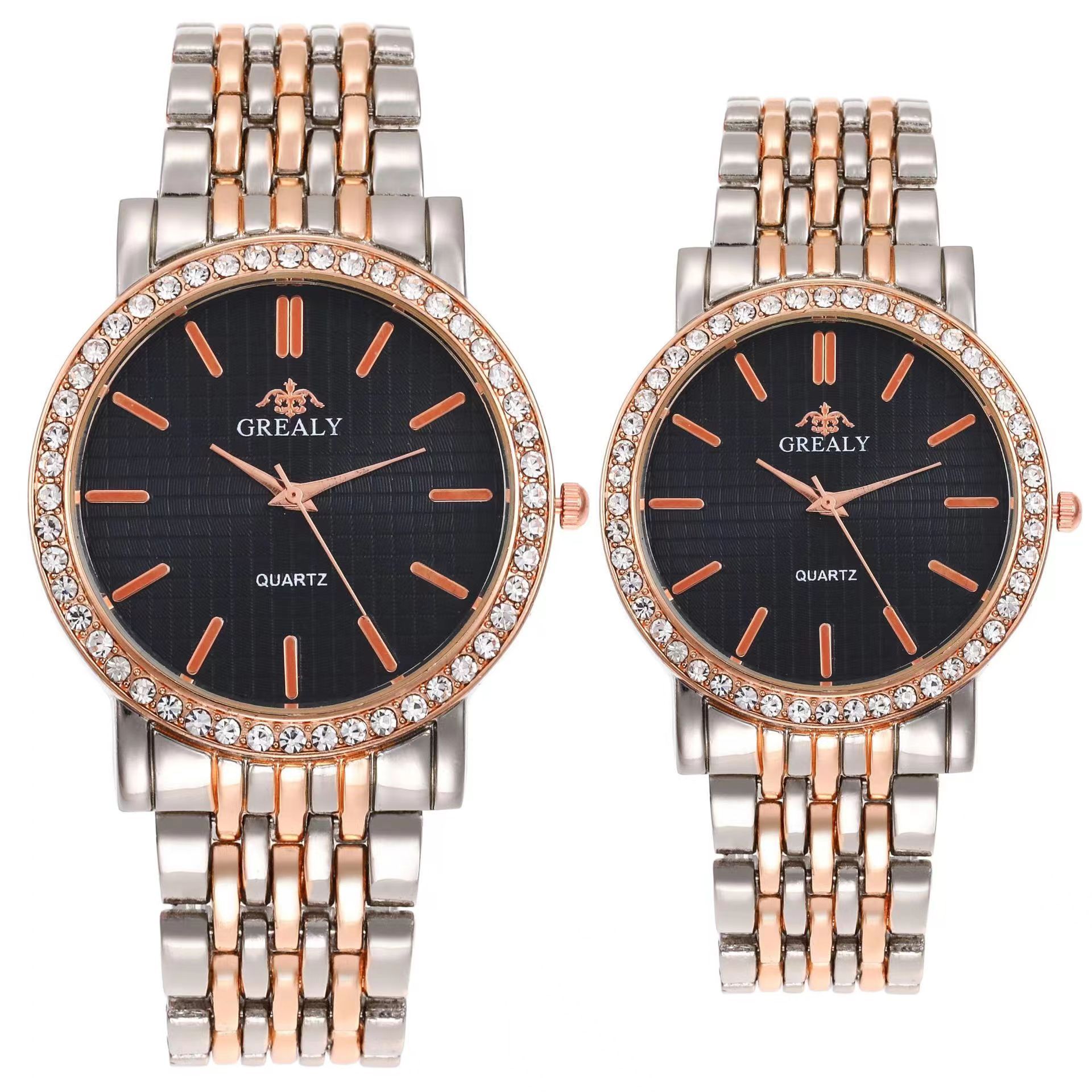 Grealy Men Watches Quartz Stainless Steel Band Men Wrist Watch Couples Watches Couple Watch Lovers Luxury Quartz Good Wristwatches Man Male Valentine's Day Christmas Birthday Gifts