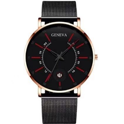 Geneva Men Watch Stainless Quartz WristWatches Waterproof Male Watches Fashion Wrist Watch With Date Classic Valentine's Day Christmas Birthday Gifts