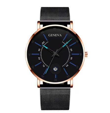 Geneva Men Watch Stainless Quartz WristWatches Waterproof Male Watches Fashion Wrist Watch With Date Classic Valentine's Day Christmas Birthday Gifts