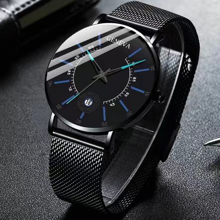 Geneva Men Watch Stainless Quartz WristWatches Waterproof Male Watches Fashion Wrist Watch With Date Classic Valentine's Day Christmas Birthday Gifts