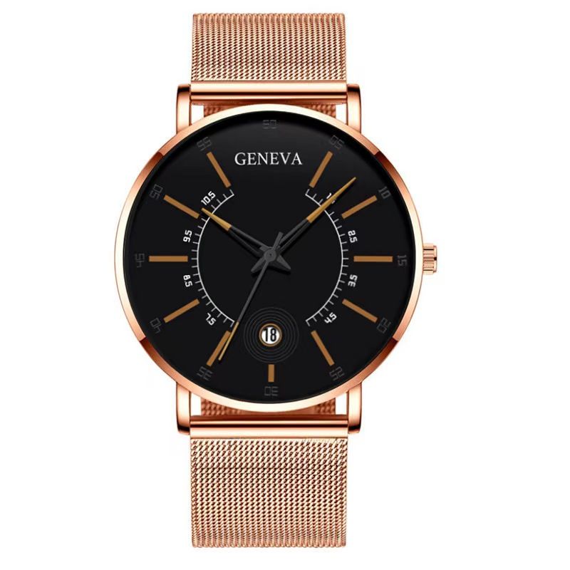Geneva Men Watch Stainless Quartz WristWatches Waterproof Male Watches Fashion Wrist Watch With Date Classic Valentine's Day Christmas Birthday Gifts
