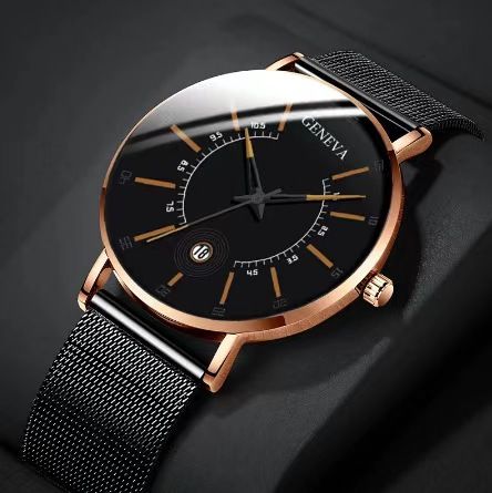 Geneva Men Watch Stainless Quartz WristWatches Waterproof Male Watches Fashion Wrist Watch With Date Classic Valentine's Day Christmas Birthday Gifts