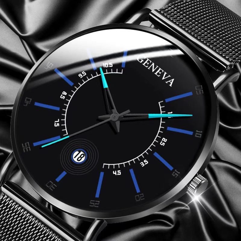 Geneva Men Watch Stainless Quartz WristWatches Waterproof Male Watches Fashion Wrist Watch With Date Classic Valentine's Day Christmas Birthday Gifts