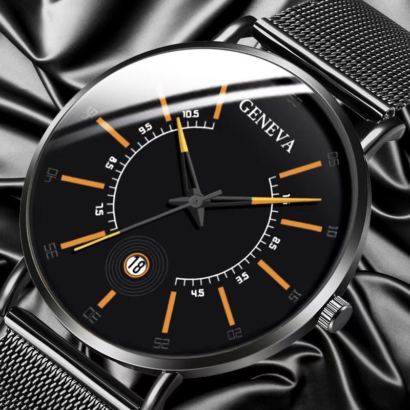 Geneva Men Watch Stainless Quartz WristWatches Waterproof Male Watches Fashion Wrist Watch With Date Classic Valentine's Day Christmas Birthday Gifts
