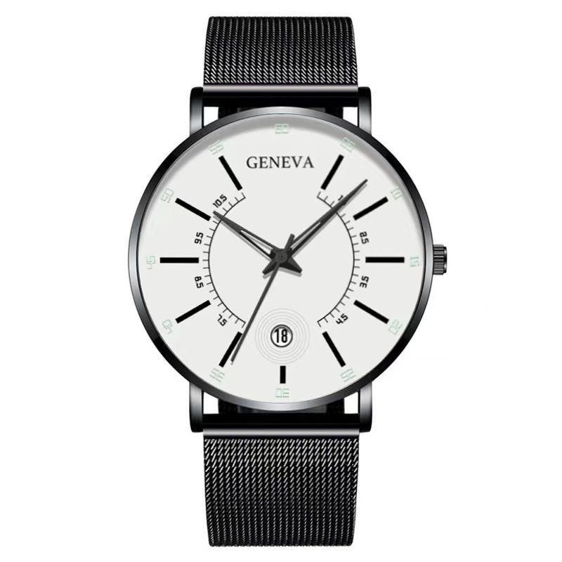 Geneva Men Watch Stainless Quartz WristWatches Waterproof Male Watches Fashion Wrist Watch With Date Classic Valentine's Day Christmas Birthday Gifts
