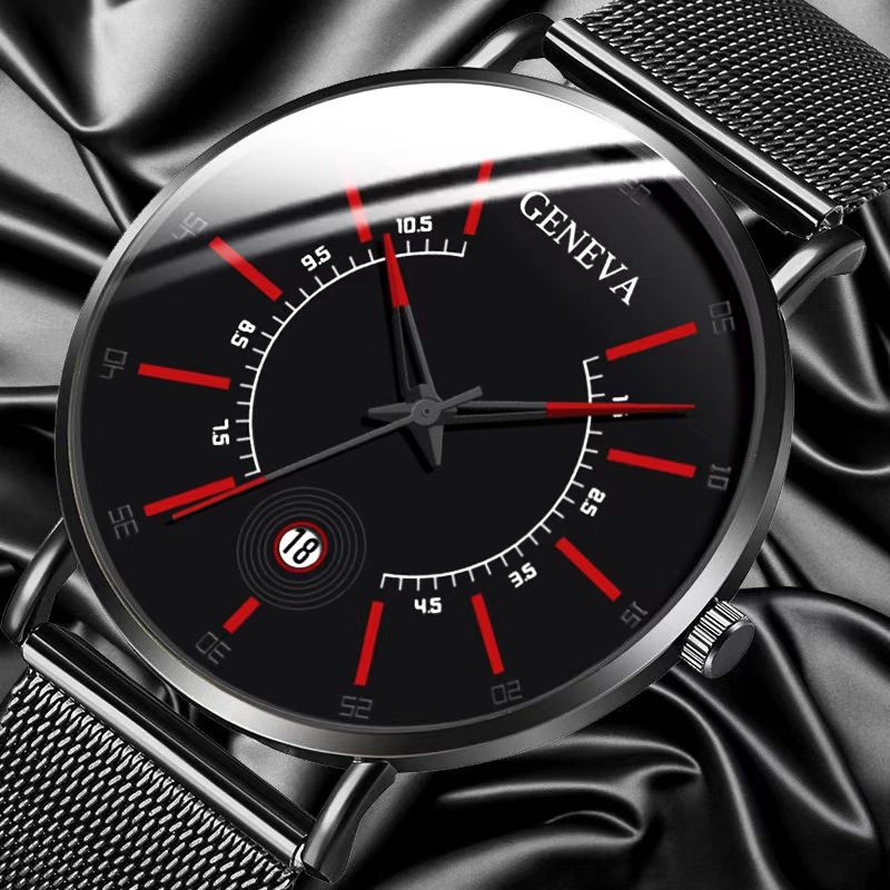 Geneva Men Watch Stainless Quartz WristWatches Waterproof Male Watches Fashion Wrist Watch With Date Classic Valentine's Day Christmas Birthday Gifts