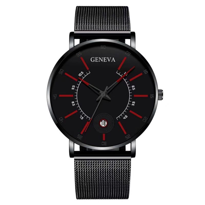 Geneva Men Watch Stainless Quartz WristWatches Waterproof Male Watches Fashion Wrist Watch With Date Classic Valentine's Day Christmas Birthday Gifts