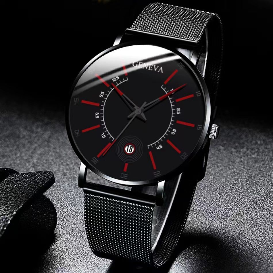 Geneva Men Watch Stainless Quartz WristWatches Waterproof Male Watches Fashion Wrist Watch With Date Classic Valentine's Day Christmas Birthday Gifts