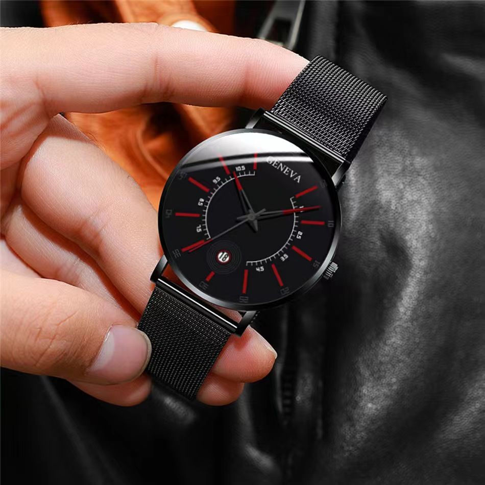 Geneva Men Watch Stainless Quartz WristWatches Waterproof Male Watches Fashion Wrist Watch With Date Classic Valentine's Day Christmas Birthday Gifts