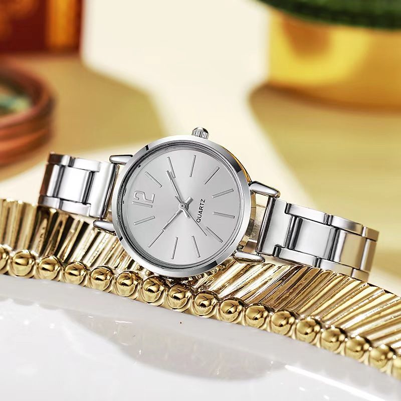 2pcs Stainless Steel Women Quartz Watches + LOVE Bracelet Set For Ladies Lady Watch Wristwatches Classic Fashion Female Watches Wrist Watch With Bracelet Bangle Jewelry Christmas Gifts