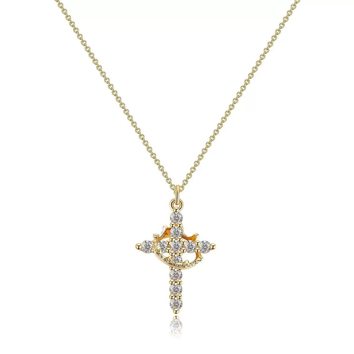 Women Necklace Ladies Crystal Iced Diamond Cross Pendant Necklaces Collarbone Choker Clavicle Chain Jewelry Luxury Fashion Accessories Christmas Birthday Gift