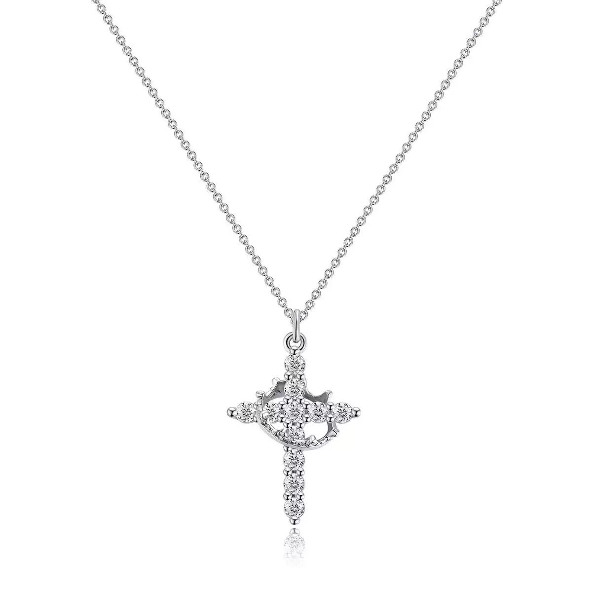 Women Necklace Ladies Crystal Iced Diamond Cross Pendant Necklaces Collarbone Choker Clavicle Chain Jewelry Luxury Fashion Accessories Christmas Birthday Gift