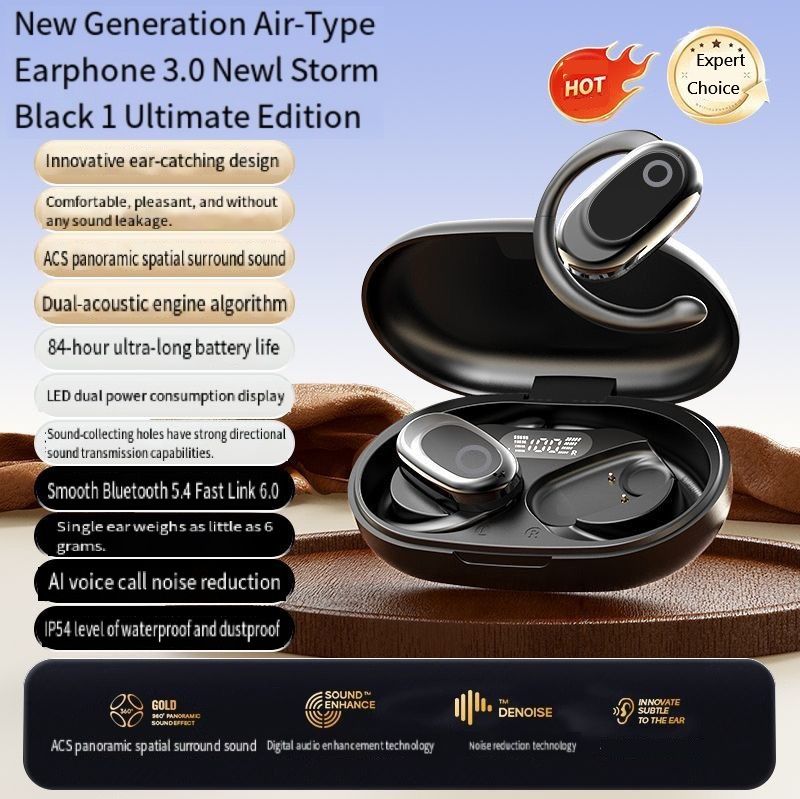 GT735Y Wireless Bluetooth Earbuds Berlin Voice Ear Hanging OWS Adjustable Non In Ear Noise Reduction Earphones TWS Rotating 130 ° Unisex 360 ° Innovative Fit For All Smartphones