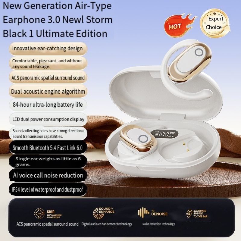 GT735Y Wireless Bluetooth Earbuds Berlin Voice Ear Hanging OWS Adjustable Non In Ear Noise Reduction Earphones TWS Rotating 130 ° Unisex 360 ° Innovative Fit For All Smartphones