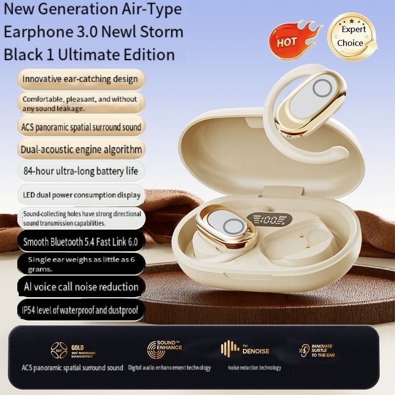 GT735Y Wireless Bluetooth Earbuds Berlin Voice Ear Hanging OWS Adjustable Non In Ear Noise Reduction Earphones TWS Rotating 130 ° Unisex 360 ° Innovative Fit For All Smartphones