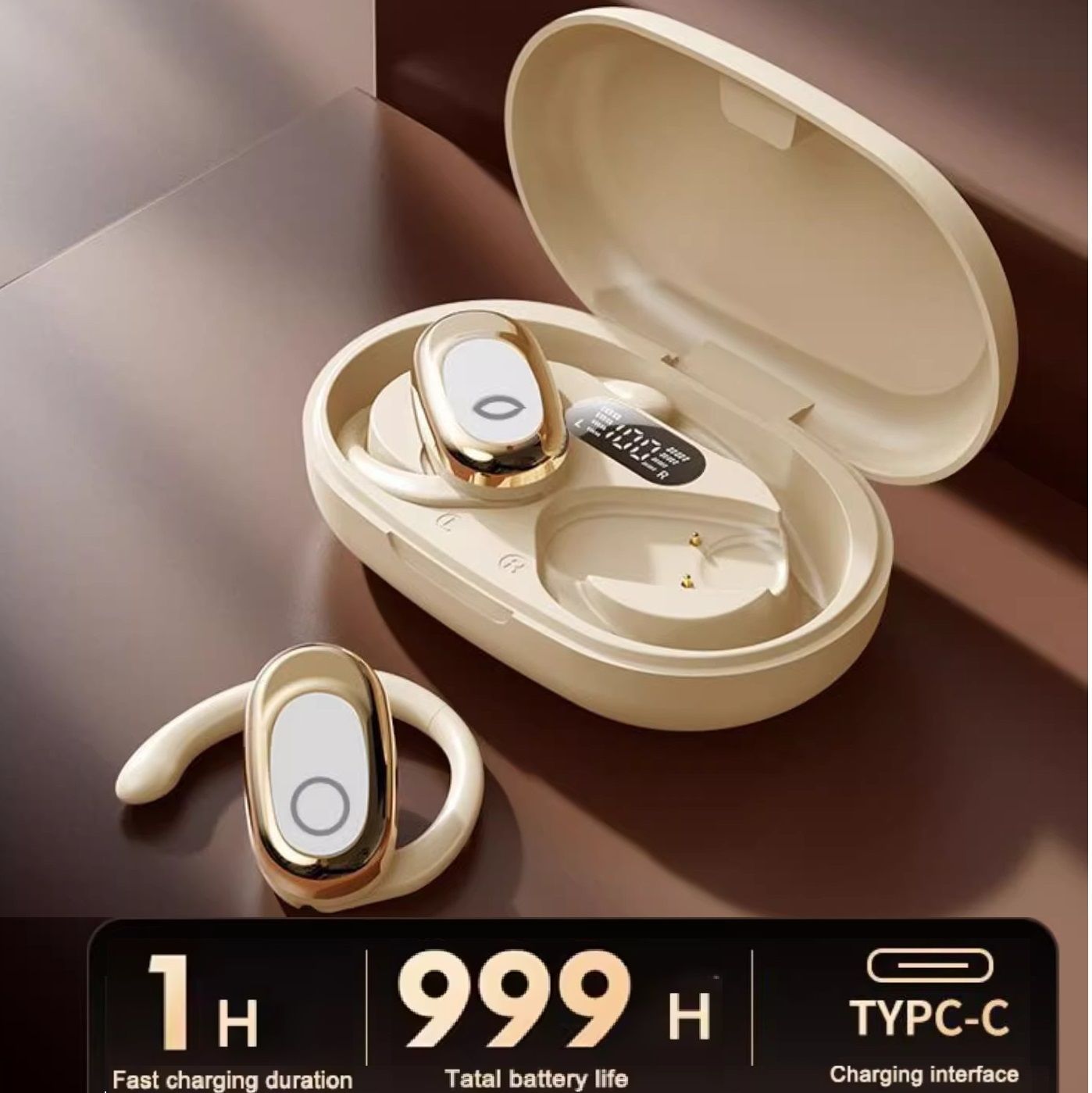 GT735Y Wireless Bluetooth Earbuds Berlin Voice Ear Hanging OWS Adjustable Non In Ear Noise Reduction Earphones TWS Rotating 130 ° Unisex 360 ° Innovative Fit For All Smartphones