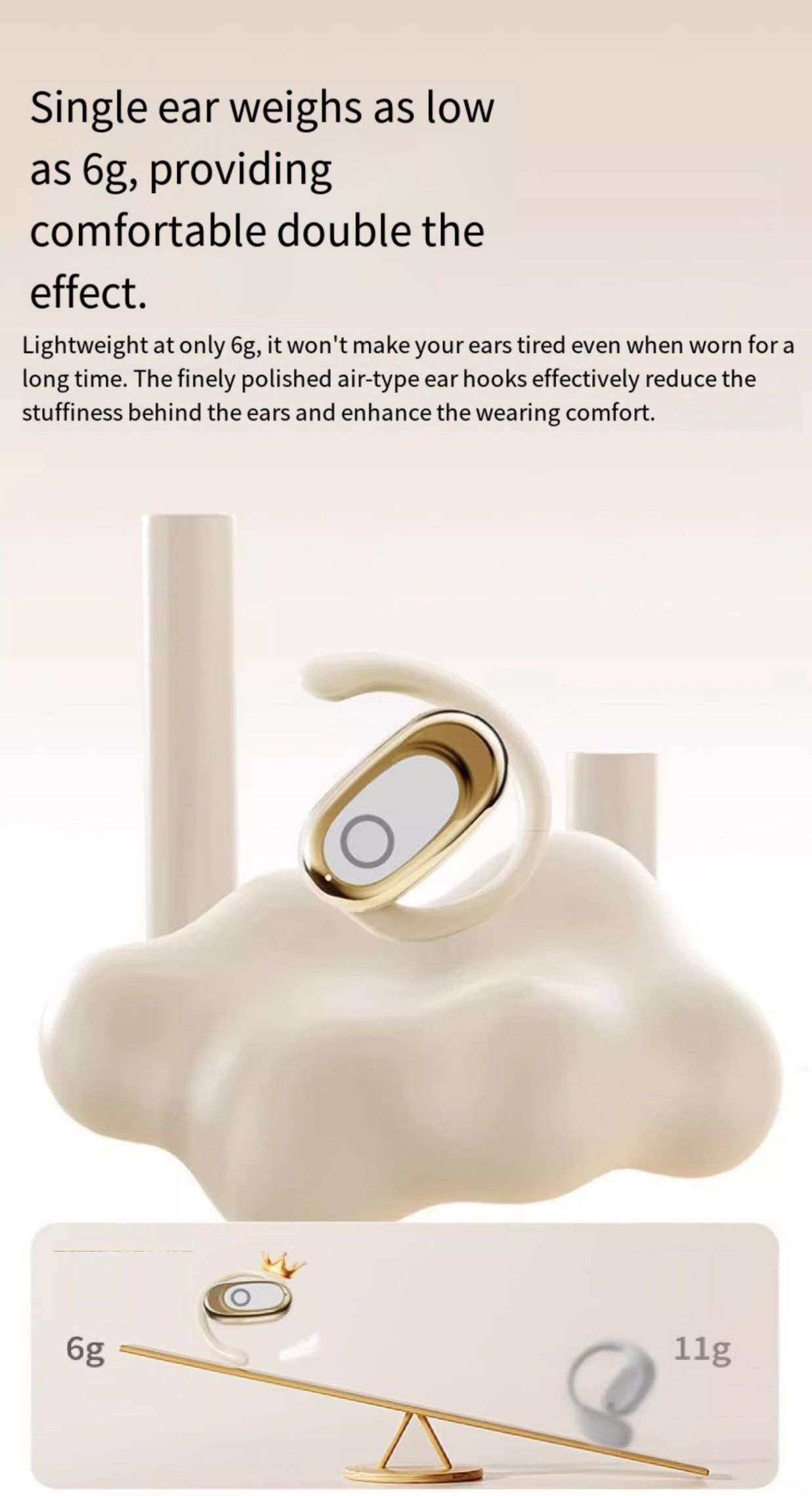 GT735Y Wireless Bluetooth Earbuds Berlin Voice Ear Hanging OWS Adjustable Non In Ear Noise Reduction Earphones TWS Rotating 130 ° Unisex 360 ° Innovative Fit For All Smartphones