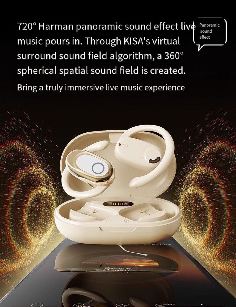 GT735Y Wireless Bluetooth Earbuds Berlin Voice Ear Hanging OWS Adjustable Non In Ear Noise Reduction Earphones TWS Rotating 130 ° Unisex 360 ° Innovative Fit For All Smartphones