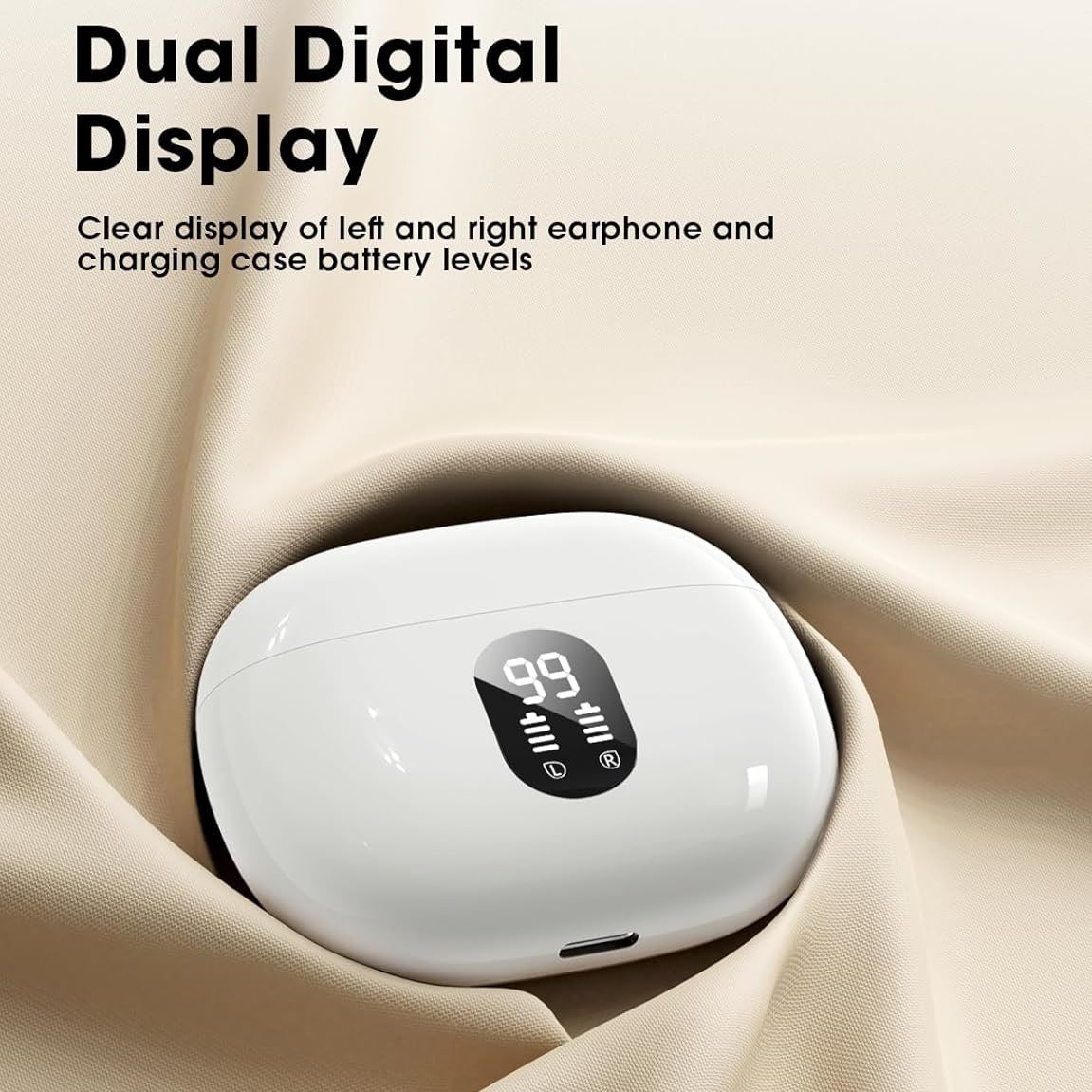 Wireless Earbuds Bluetooth Earphones HiFi Ear Buds Bass Stereo Bluetooth Headphones with ENC Noise Cancelling Mic IP7 Waterproof in Ear  LED Display Charging Case Ear Buds for Pad Workout Sports