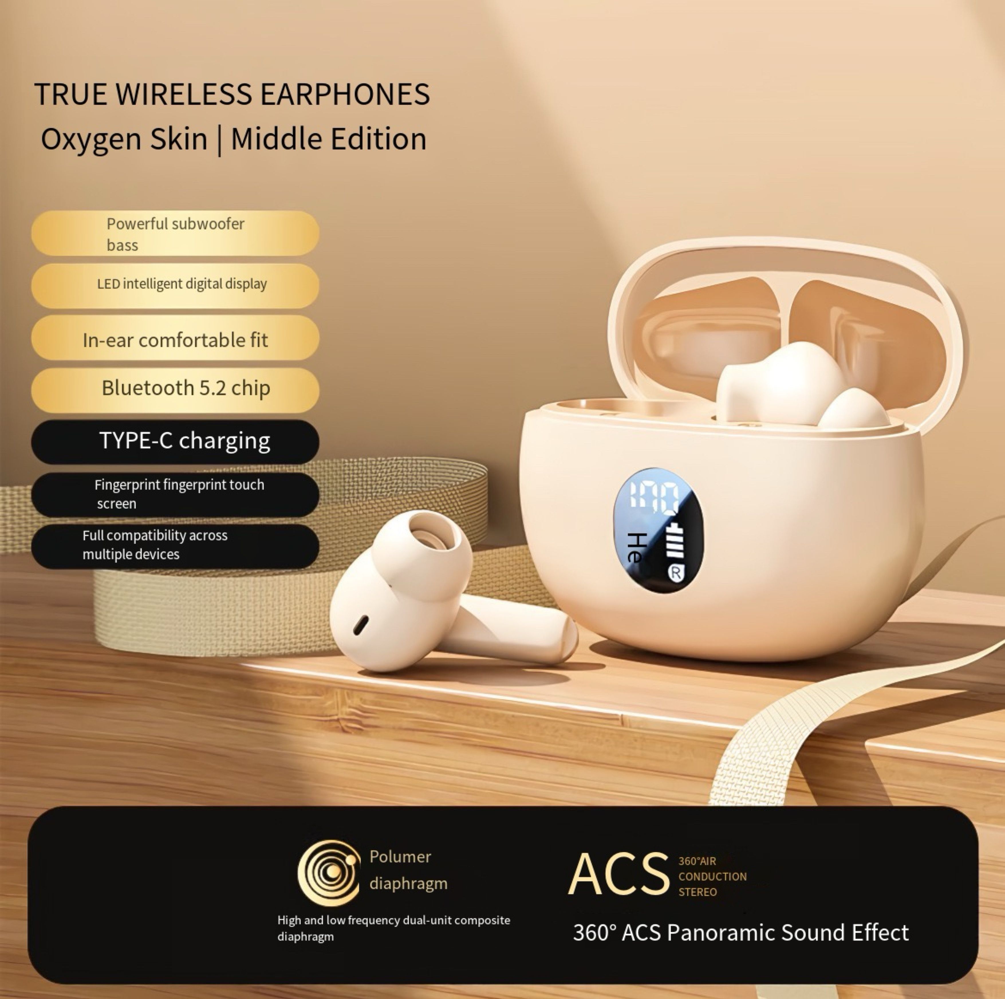 Wireless Earbuds Bluetooth Earphones HiFi Ear Buds Bass Stereo Bluetooth Headphones with ENC Noise Cancelling Mic IP7 Waterproof in Ear  LED Display Charging Case Ear Buds for Pad Workout Sports