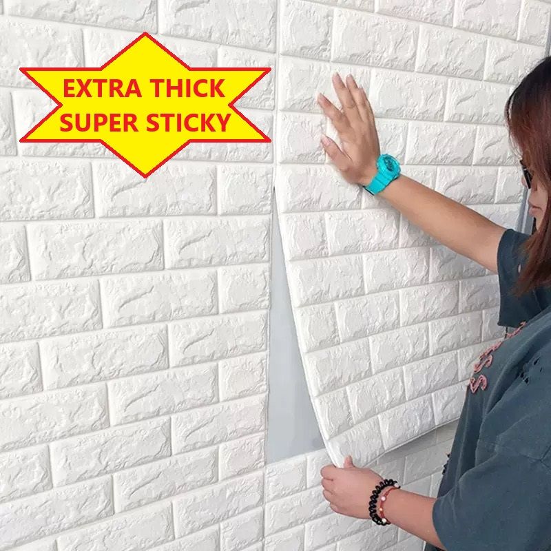 5Pcs Self Adhesive Foam Wallpaper DIY 3D Wall Panel Living Room Brick Stickers Bedroom Kids Room Brick Papers Home Wall Decor