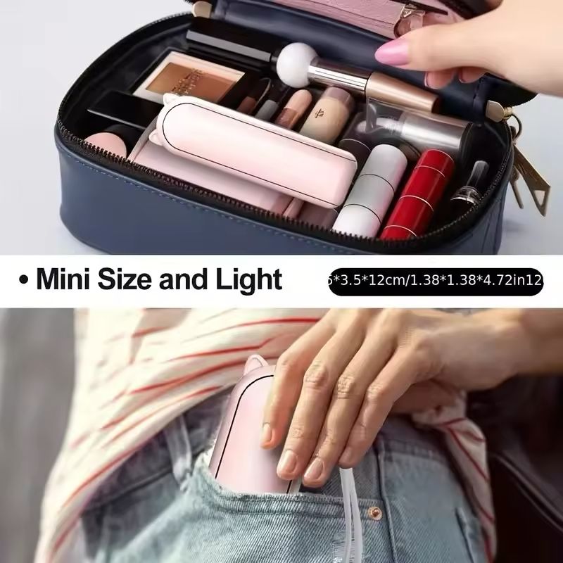 Portable Fan 2000mAh Power Bank 2 in 1 Foldable Handheld Fan Mini Folding Electric Fan USB Rechargeable 3-speed Adjustable Hand Held Small Pocket Table Fan