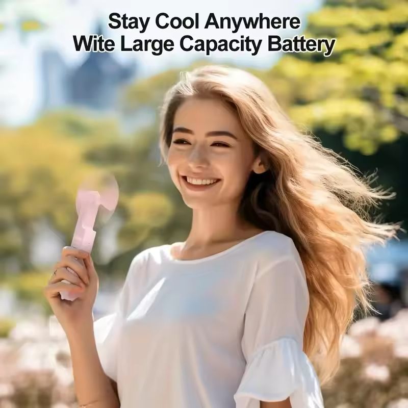 Portable Fan 2000mAh Power Bank 2 in 1 Foldable Handheld Fan Mini Folding Electric Fan USB Rechargeable 3-speed Adjustable Hand Held Small Pocket Table Fan