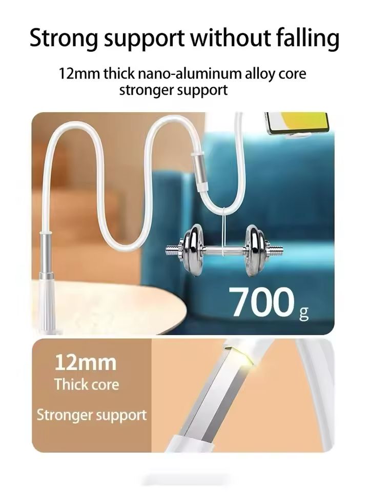 Mobile Phone Holder Stand 360° Rotatable Clip Design Portable Flexible Adjustable Lazy Bed Desktop Bracket Desk Mount Stand 70CM Long Arm Gooseneck Mount Clamp for Universal Mobile Phone Accessories