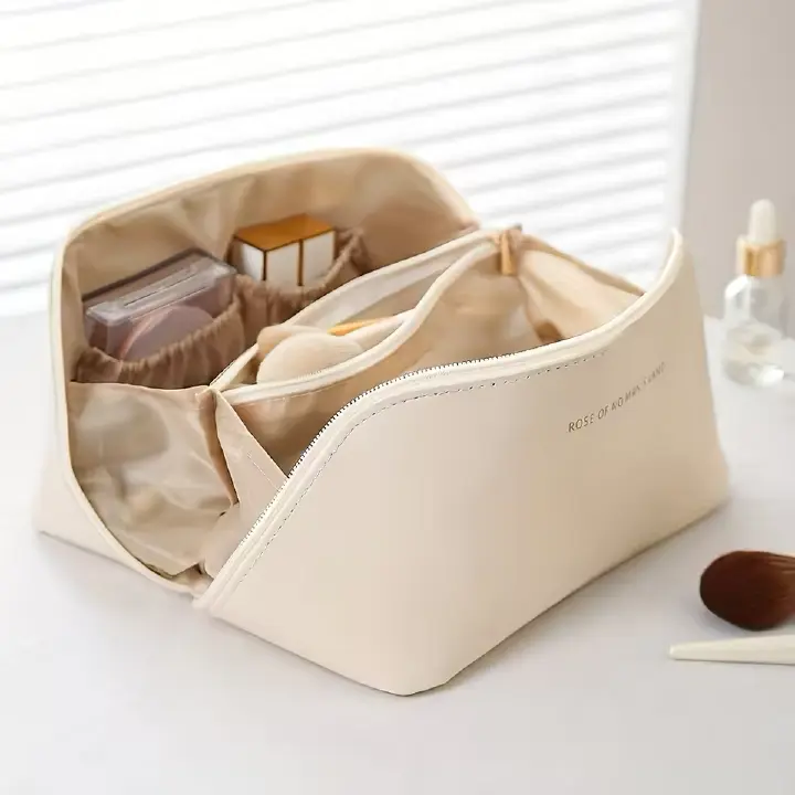 Makeup Organizer PU Leather Women Makeup Bag Lady Convenient Travel Storage Bag Toiletry Kit Bag Make Up Case Pouch Large Big Capacity Toilet Box Fashion Portable Hand Boosting Beauty Cosmetic Bags