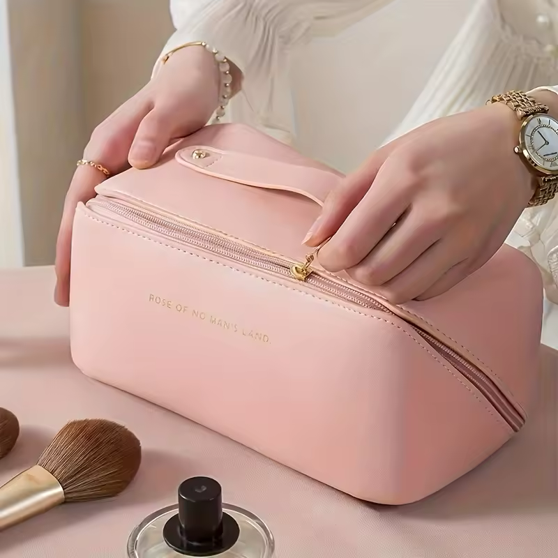 Makeup Organizer PU Leather Women Makeup Bag Lady Convenient Travel Storage Bag Toiletry Kit Bag Make Up Case Pouch Large Big Capacity Toilet Box Fashion Portable Hand Boosting Beauty Cosmetic Bags