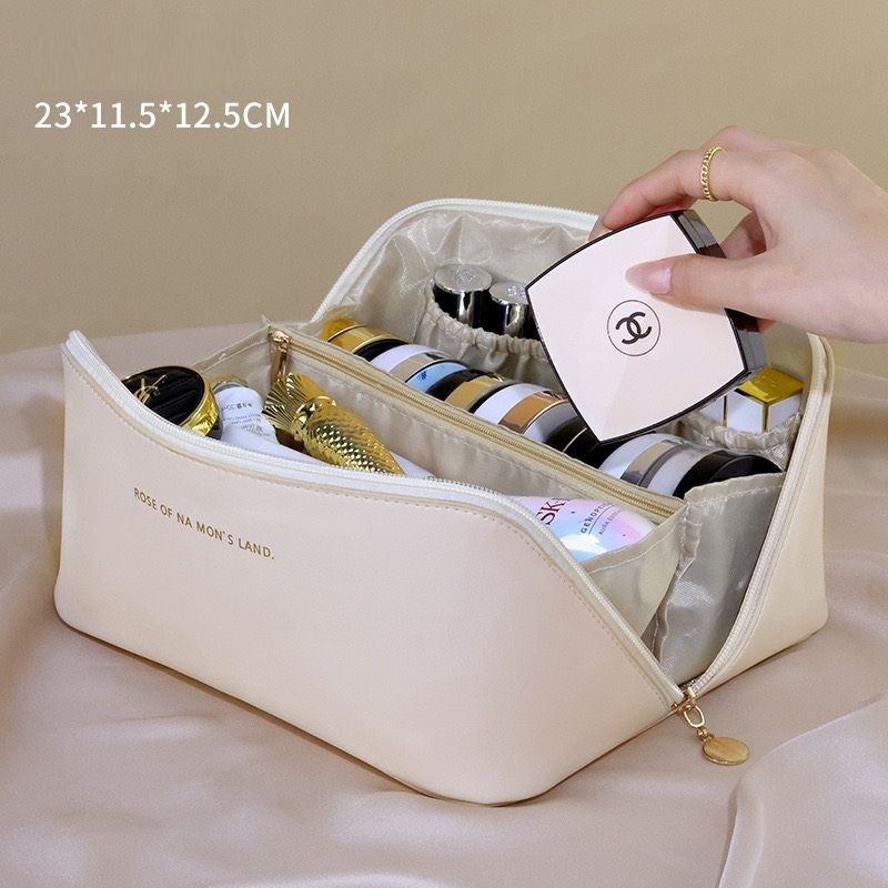 Makeup Organizer PU Leather Women Makeup Bag Lady Convenient Travel Storage Bag Toiletry Kit Bag Make Up Case Pouch Large Big Capacity Toilet Box Fashion Portable Hand Boosting Beauty Cosmetic Bags