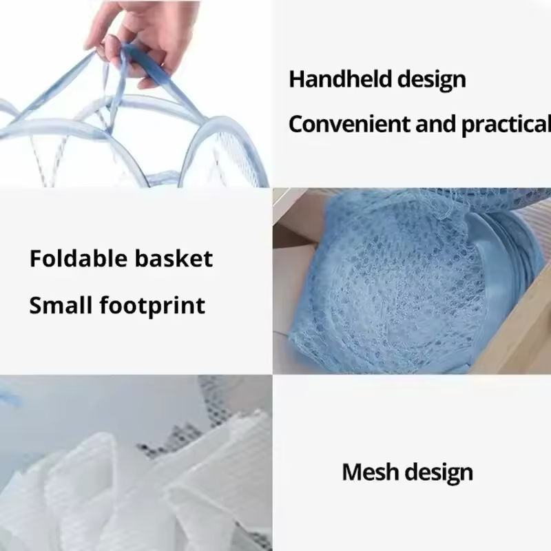 Large Laundry Basket Folding Household Laundry Storage Basket Foldable Dirty Clothes Toy Storage Bag Organizer Big Capacity Collapsible Mesh Pop-up Household Breathable Storage Bucket Clothes Storage