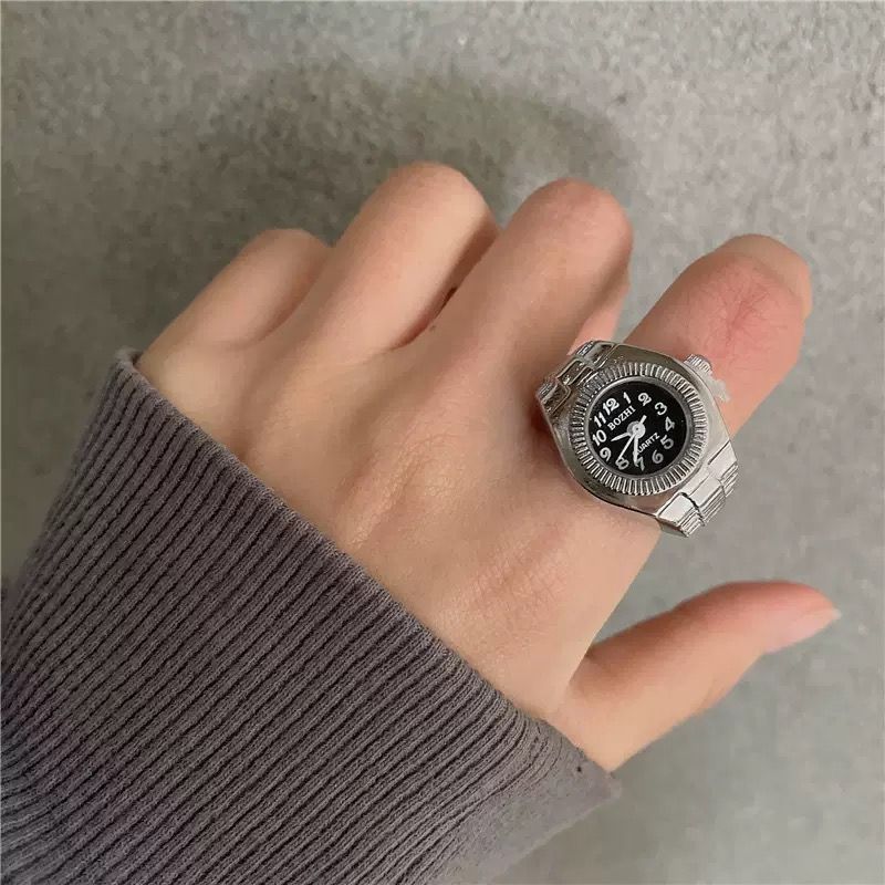 Ring Watch New Hot Selling Creative Alloy Shell Finger Circular Dial Couple Men And Women Finger Watch Ring Creative Movement Fashion Accessories Vintage Shell Quartz Watch Men Jewelry Women Gift