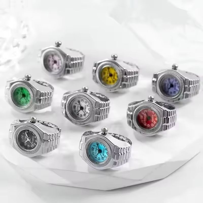 Ring Watch New Hot Selling Creative Alloy Shell Finger Circular Dial Couple Men And Women Finger Watch Ring Creative Movement Fashion Accessories Vintage Shell Quartz Watch Men Jewelry Women Gift