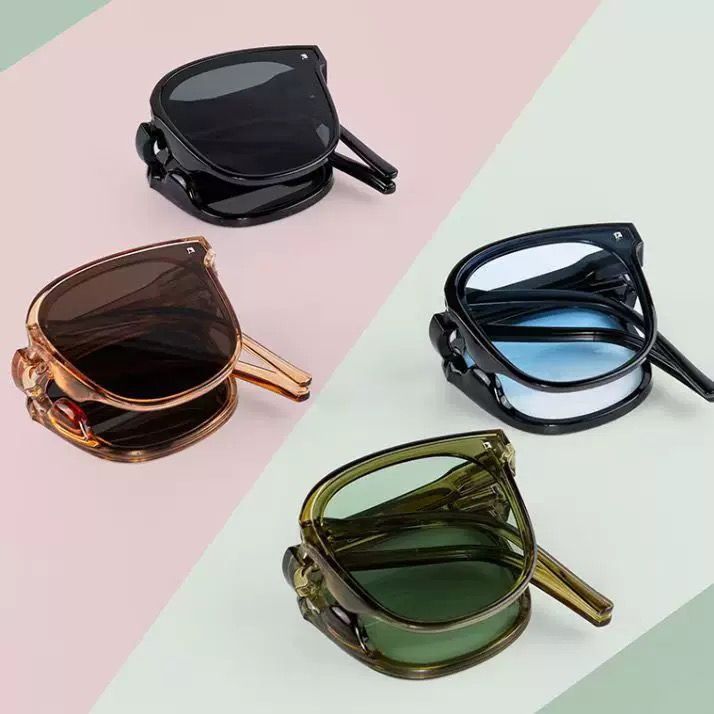 Folding Sunglasses Portable Ultra Light Sun Protection UV Protection Sun Glasses For Men And Women Fashion Air Cushion Eyewears UV 400 Polarized Anti UVA UVB Oversized Square With Case Gift Box