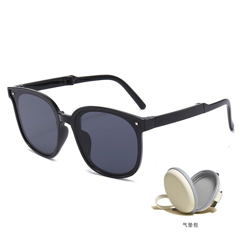 Folding Sunglasses Portable Ultra Light Sun Protection UV Protection Sun Glasses For Men And Women Fashion Air Cushion Eyewears UV 400 Polarized Anti UVA UVB Oversized Square With Case Gift Box