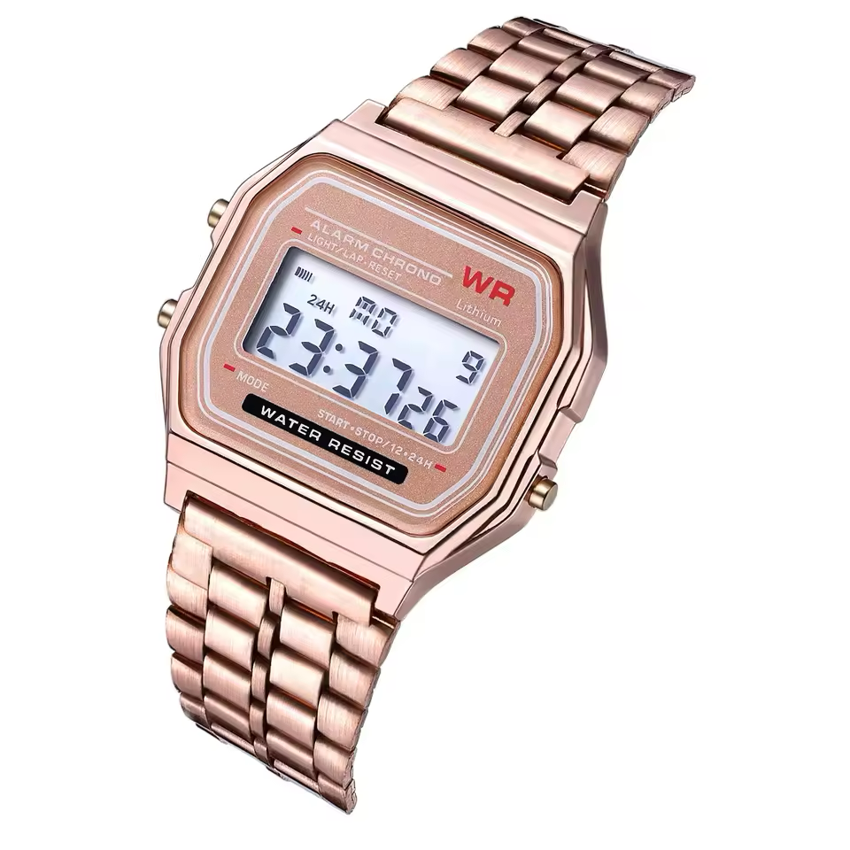 Stainless Steel LED Digital Watches for Men Gold Sliver Luxury Electronic Watch Fashion Business Mens Watch Relogios Masculino Steel Strip Band Watch Multifunctional Fashion Sports Watch