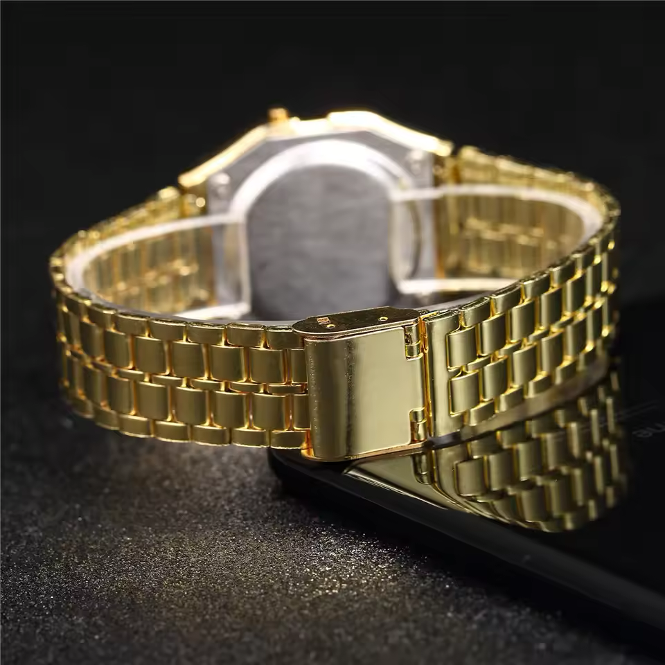 Stainless Steel LED Digital Watches for Men Gold Sliver Luxury Electronic Watch Fashion Business Mens Watch Relogios Masculino Steel Strip Band Watch Multifunctional Fashion Sports Watch