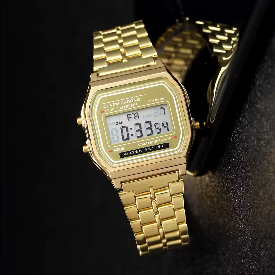 Stainless Steel LED Digital Watches for Men Gold Sliver Luxury Electronic Watch Fashion Business Mens Watch Relogios Masculino Steel Strip Band Watch Multifunctional Fashion Sports Watch