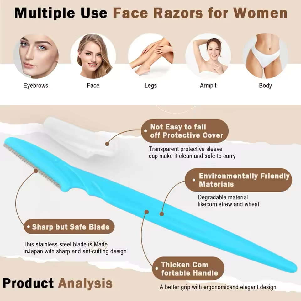 30pcs Brow Razor Face Razor Body Eyebrow Shaping Knife for Women and Men Eyebrow Razor Hair Body Removal Shaver Blades Trimmer with Protective Cover Safe Multipurpose Exfoliating Makeup Tools Beauty