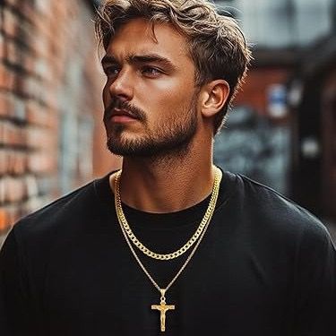 Stainless Steel Cross Necklace Cross of Jesus Crucifix 18K Gold Plated Religious Pendant Unisex Church Jewelry Gift Hypoallergenic Non-Fading Classic Chain For Women and Men