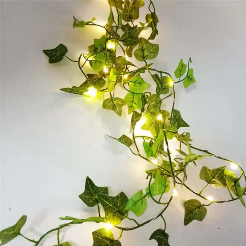 Green Leaf String Lights Artificial Vine Fairy Lights Battery Powered Light for Weeding Home Decor Wall Decoration Christmas Tree Garland Bedroom Curtain Dorm Party Wedding Decor Gift