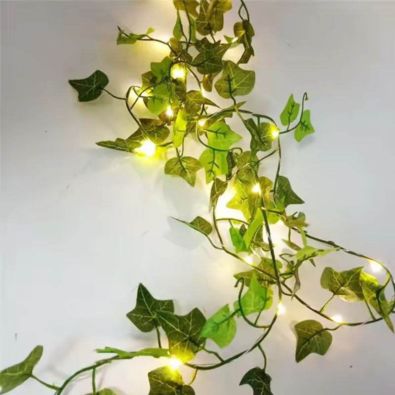 Green Leaf String Lights Artificial Vine Fairy Lights Battery Powered Light for Weeding Home Decor Wall Decoration Christmas Tree Garland Bedroom Curtain Dorm Party Wedding Decor Gift