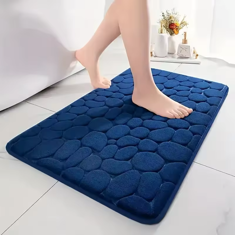 3D Non Slip Bathroom Mat Bath Mats Bath Rugs Embossed Fiber Carpet Pads Protectors Cobblestone Embossed Water Absorbent Antislip Anti-slip Doormat Carpet Door Floor Mats Machine Washable Quick Drying
