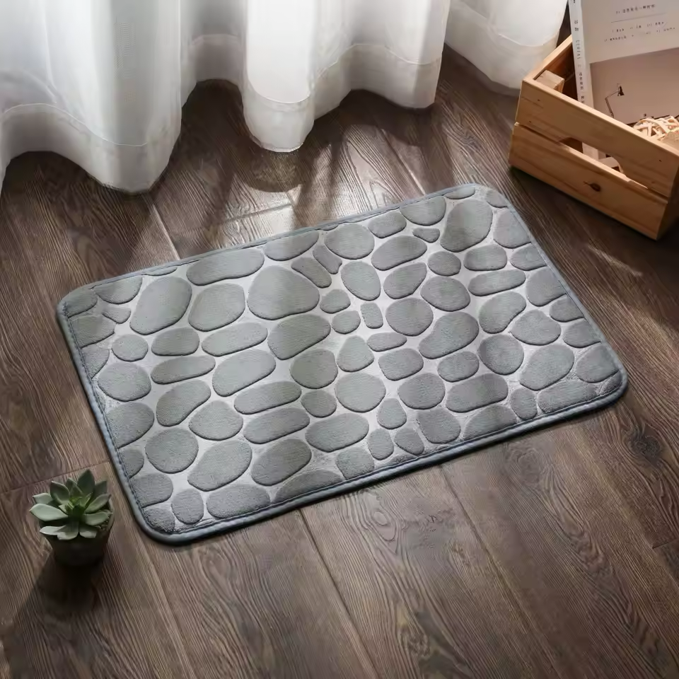 3D Non Slip Bathroom Mat Bath Mats Bath Rugs Embossed Fiber Carpet Pads Protectors Cobblestone Embossed Water Absorbent Antislip Anti-slip Doormat Carpet Door Floor Mats Machine Washable Quick Drying