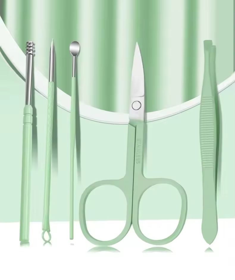 12/16pcs Professional Nail Clippers and Cuticle Nippers Set With Leather Portable Case Folding Bag Universal Facial Care Manicure Kits Pedicure Tools Manicure Set Knife Scissors Suit-Dead Skin Scissor