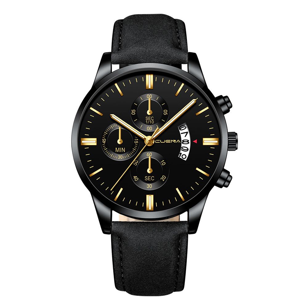 CUENA Men Watch leather straps Stainless Steel Good Quartz Luxury Man Wristwatch Waterproof Watches Fashion Business Quartz Analog Fashion Male Watch Wrist Watch Valentines Christmas New Year Gift
