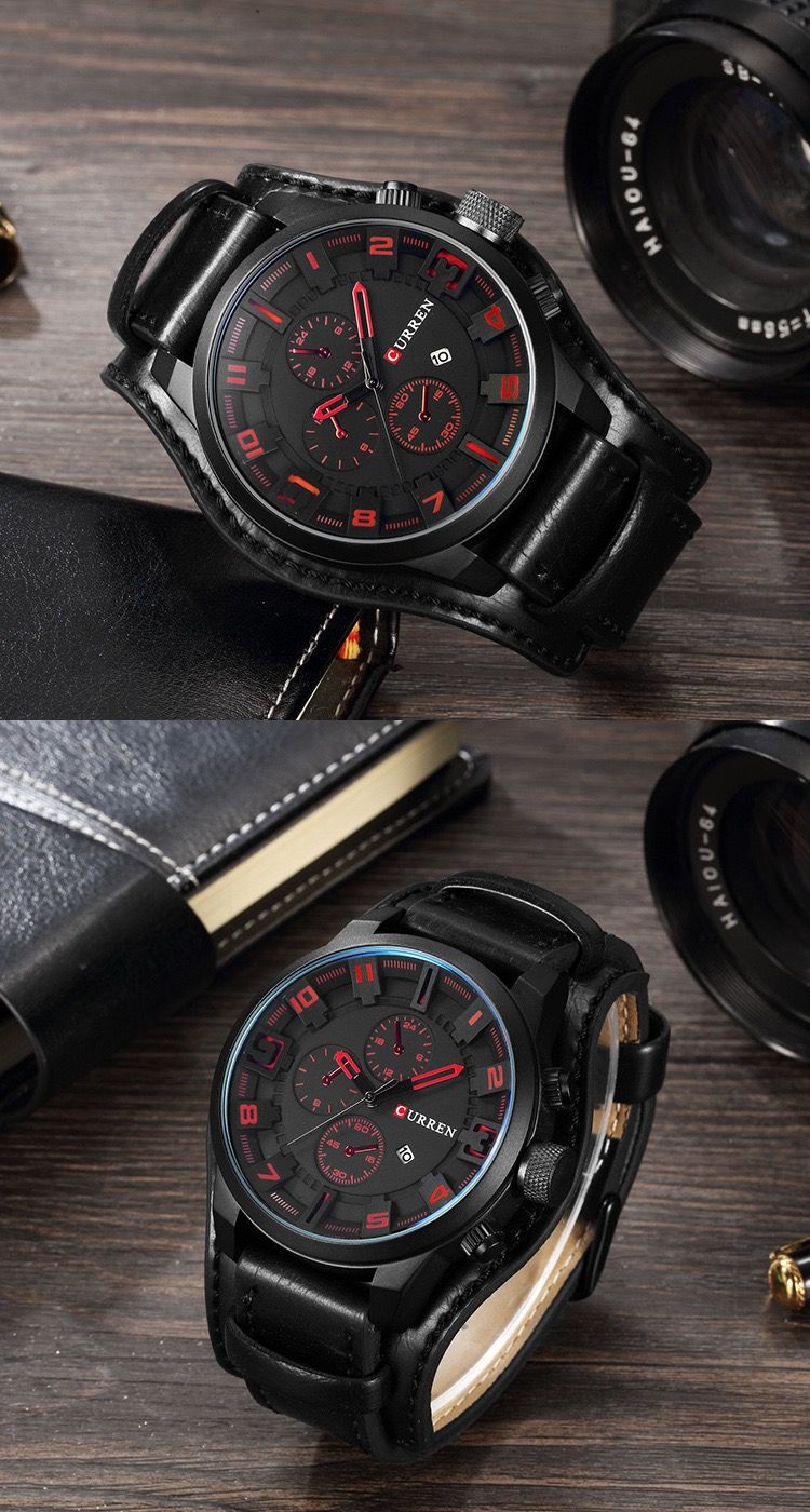 CURREN Men Watch Leather Straps Stainless Steel Good Quartz Luxury Man Wristwatch Waterproof Watches Male Watch Wrist Watch Valentines Gift Fashion