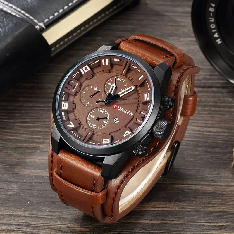 CURREN Men Watch Leather Straps Stainless Steel Good Quartz Luxury Man Wristwatch Waterproof Watches Male Watch Wrist Watch Valentines Gift Fashion