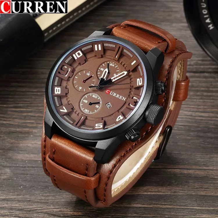 CURREN Men Watch Leather Straps Stainless Steel Good Quartz Luxury Man Wristwatch Waterproof Watches Male Watch Wrist Watch Valentines Gift Fashion